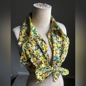 Collared Tie Crop Tops